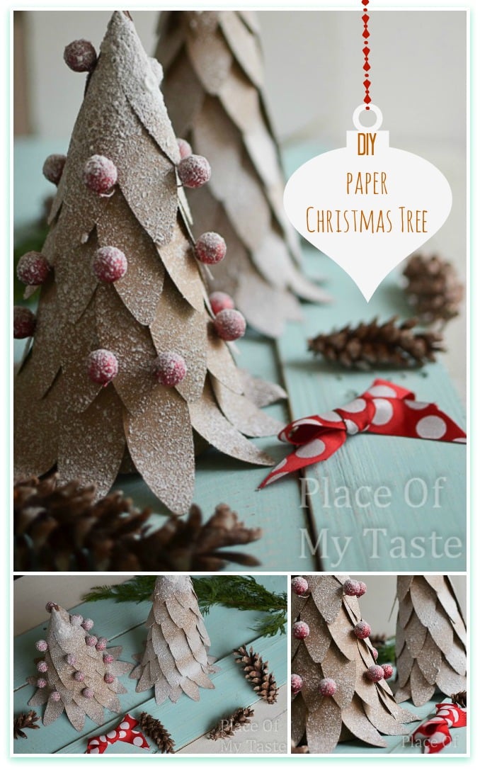 Awesome DIY Christmas Home Decorations and Homemade Holiday Decor Ideas - Quick and Easy Decorating ideas, cool ornaments, home decor crafts and fun Christmas stuff | Crafts and DIY projects by DIY Joy | DIY Paper Christmas Tree #diy #crafts #christmas