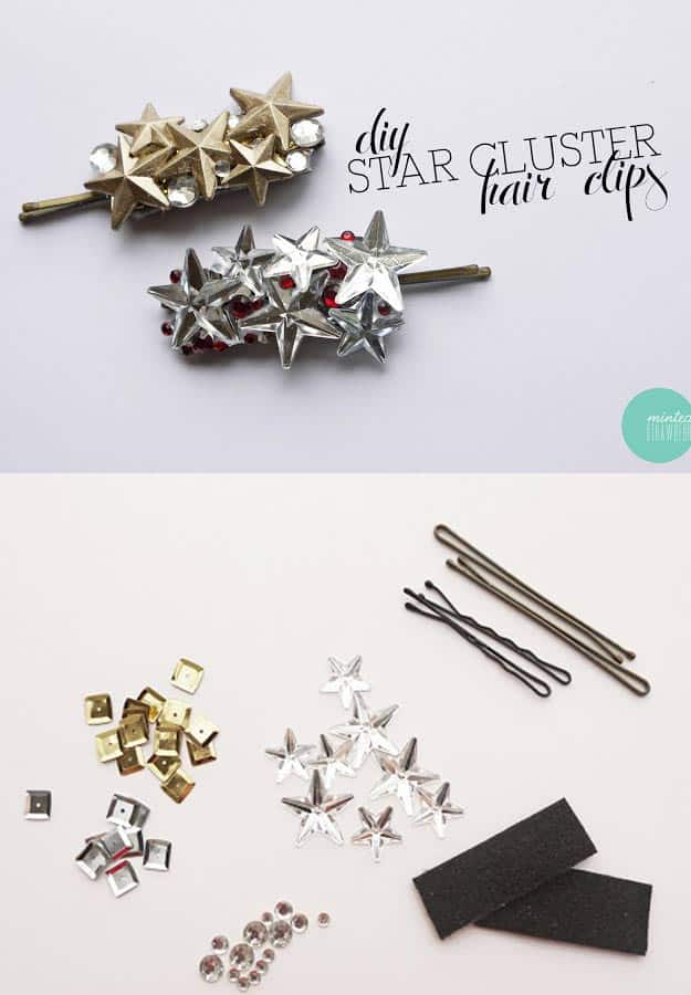 DIY Gifts for Your Girlfriend and Cool Homemade Gift Ideas for Her | Easy Creative DIY Projects and Tutorials for Christmas, Birthday and Anniversary Gifts for Mom, Sister, Aunt, Teacher or Friends |DIY Star Cluster Hair clip DIY Hair Accessory #diygifts #diyideas 