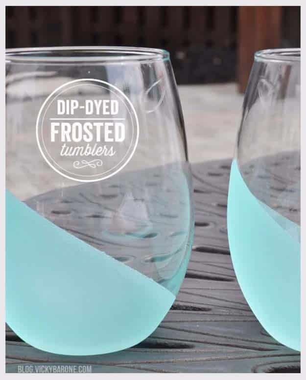 DIY Gifts for Your Girlfriend and Cool Homemade Gift Ideas for Her | Easy Creative DIY Projects and Tutorials for Christmas, Birthday and Anniversary Gifts for Mom, Sister, Aunt, Teacher or Friends | Dip Dyed Frosted Tumblers for Unique Homemade Present and Creative Home Decor Idea #diygifts #diyideas
