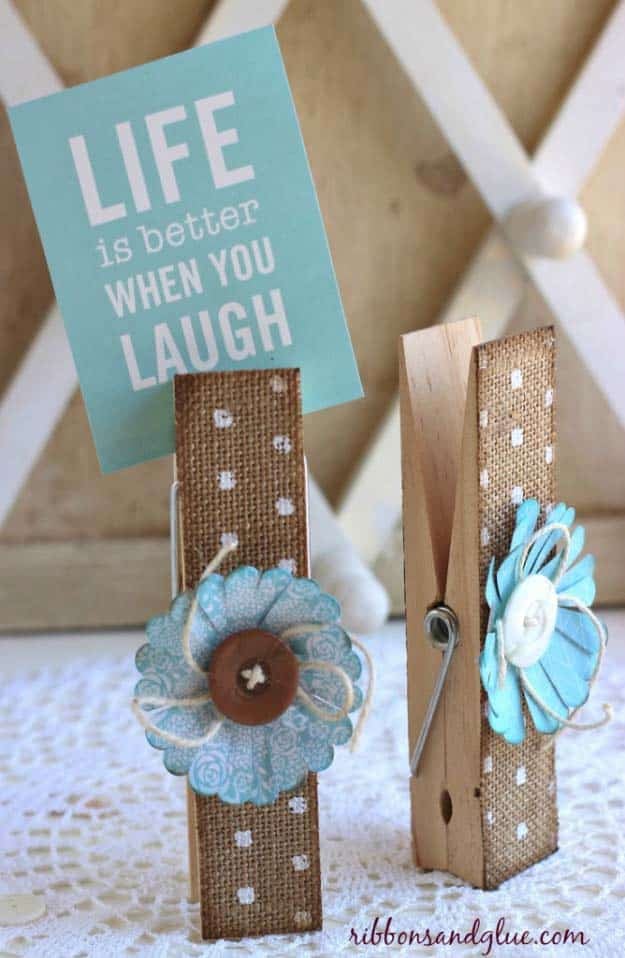 DIY Projects with Burlap and Creative Burlap Crafts for Home Decor, Gifts and More | Elegant Burlap Clothespins 