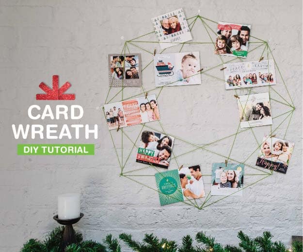 DIY Holiday Wreaths Make Awesome Homemade Christmas Decorations for Your Front Door | Cool Crafts and DIY Projects by DIY JOY | Holiday Photo Card Wreath #diy 