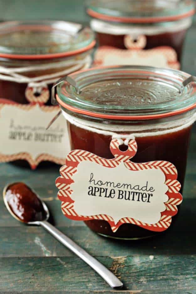 Homemade DIY Gifts in A Jar | Best Mason Jar Cookie Mixes and Recipes, Alcohol Mixers | Fun Gift Ideas for Men, Women, Teens, Kids, Teacher, Mom. Christmas, Holiday, Birthday and Easy Last Minute Gifts | Home Made Apple Butter Gift in a jar for Sweet Tooth #diy