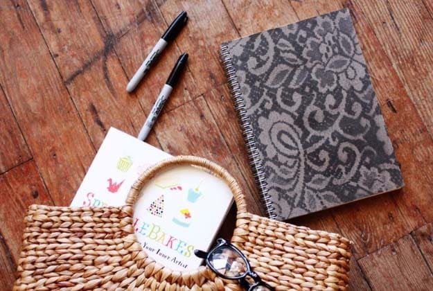 DIY Crafts You Can Make with Lace | Cool DIY Ideas for Fashion, Decor, Gifts, Jewelry and Home Accessories Made With Lace | Lace Patterned Notebook | http://diyjoy.com/diy-crafts-ideas-with-lace