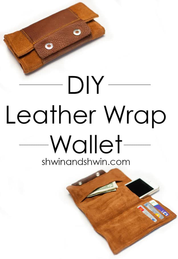 Awesome Crafts for Men and Manly DIY Project Ideas Guys Love - Fun Gifts, Manly Decor, Games and Gear. Tutorials for Creative Projects to Make This Weekend | Leather Wrap Wallet #diy #craftsformen #guys #giftsformen