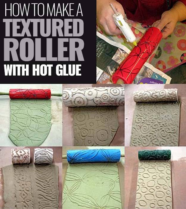 Glue Gun Crafts DIY | Best Hot Glue Gun Crafts, DIY Projects and Arts and Crafts Ideas Using Glue Gun Sticks | Make a textured roller with Glue Gun #diy #crafts #gluegun