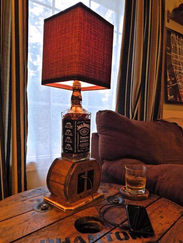 Fun DIY Ideas Made With Jack Daniels - Recipes, Projects and Crafts With The Bottle, Everything From Lamps and Decorations to Fudge and Cupcakes | Multi Use Upcycled Jack Daniels Bottle Lamp Idea #diy #jackdaniels #recipes #crafts
