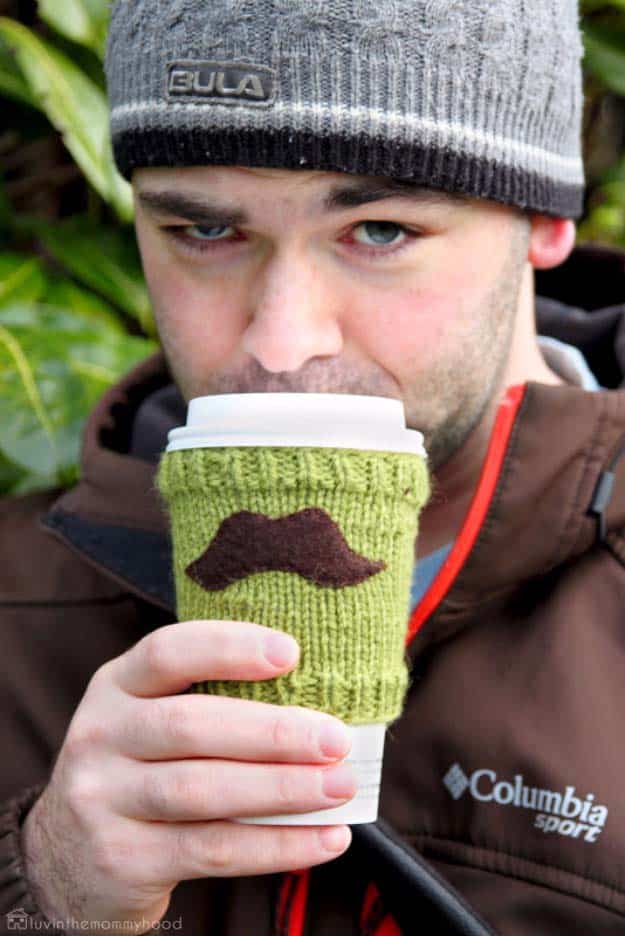 DIY Gifts For Men | Awesome Ideas for Your Boyfriend, Husband, Dad - Father , Brother Cool Homemade DIY Crafts Men Love to Receive for Christmas, Birthdays, Anniversaries and Valentine’s Day | Mustache Cup Cozy #diygifts #diyideas #crafts