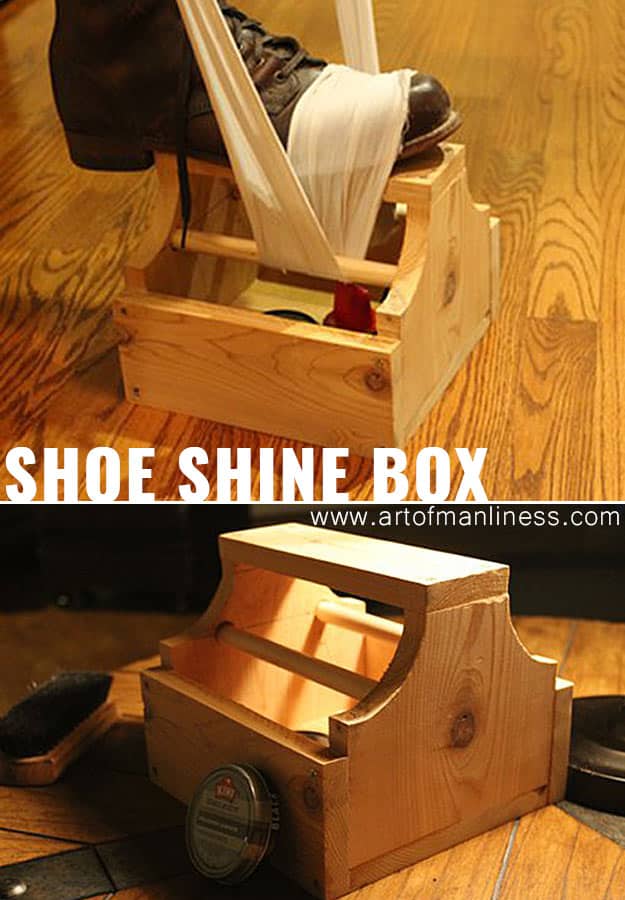 Awesome Crafts for Men and Manly DIY Project Ideas Guys Love - Fun Gifts, Manly Decor, Games and Gear. Tutorials for Creative Projects to Make This Weekend | Nifty Shoe Shine Box #diy #craftsformen #guys #giftsformen