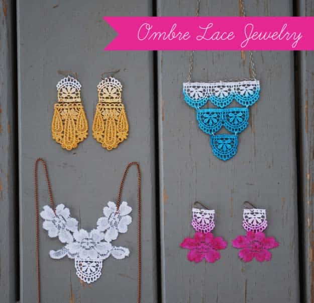 DIY Crafts You Can Make with Lace | Cool DIY Ideas for Fashion, Decor, Gifts, Jewelry and Home Accessories Made With Lace | Ombre Lace Jewelry | http://diyjoy.com/diy-crafts-ideas-with-lace
