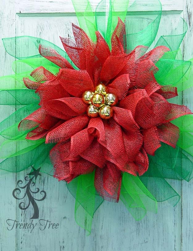 DIY Holiday Wreaths Make Awesome Homemade Christmas Decorations for Your Front Door | Cool Crafts and DIY Projects by DIY JOY | Poinsettia Wreath #diy 