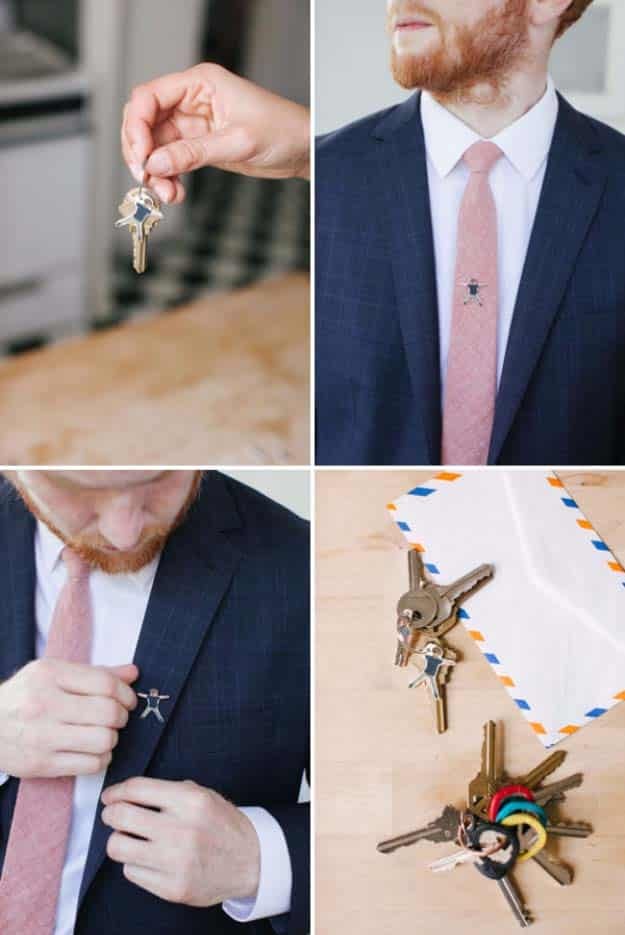 DIY Gifts For Men | Awesome Ideas for Your Boyfriend, Husband, Dad - Father , Brother Cool Homemade DIY Crafts Men Love to Receive for Christmas, Birthdays, Anniversaries and Valentine’s Day | Shrinky Dink Tie Tack #diygifts #diyideas #crafts