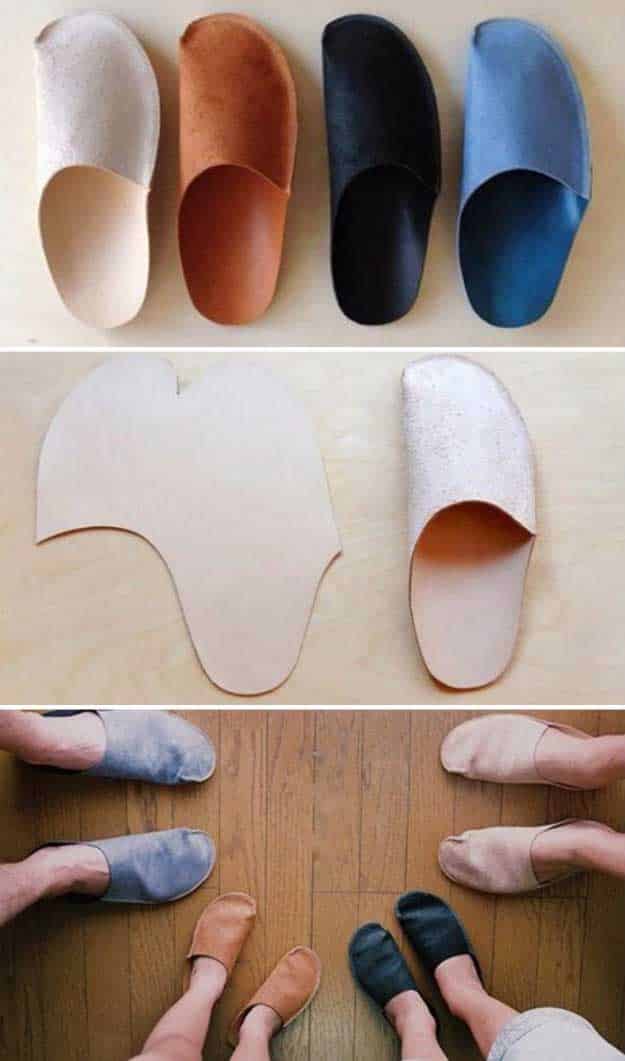 Awesome Crafts for Men and Manly DIY Project Ideas Guys Love - Fun Gifts, Manly Decor, Games and Gear. Tutorials for Creative Projects to Make This Weekend | Simple DIY Homemade Slippers for Home #diy #craftsformen #guys #giftsformen