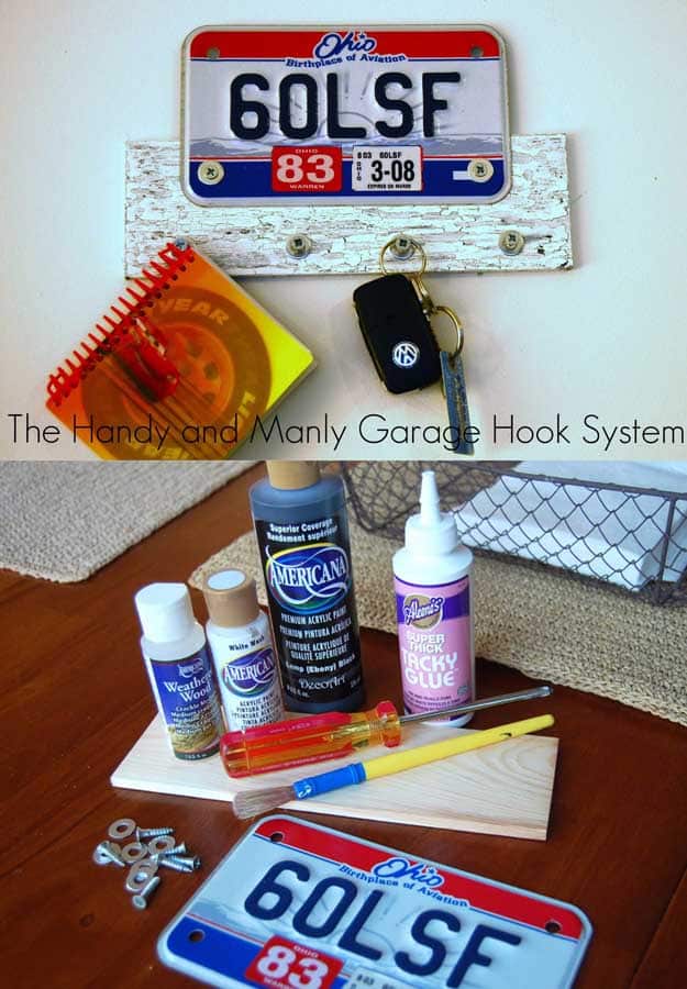 Awesome Crafts for Men and Manly DIY Project Ideas Guys Love - Fun Gifts, Manly Decor, Games and Gear. Tutorials for Creative Projects to Make This Weekend | The Handy and Manly Garage Hook Sytem #diy #craftsformen #guys #giftsformen