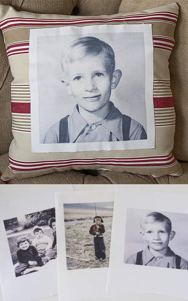 DIY Gifts for Your Parents | Cool and Easy Homemade Gift Ideas That Mom and Dad Will Love | Creative Christmas Gifts for Parents With Step by Step Instructions | Crafts and DIY Projects by DIY JOY | Vintage-Photo-Pillow #diy #diygifts #christmasgifts