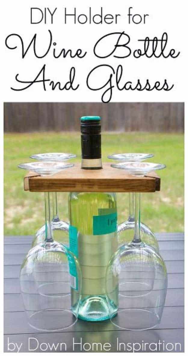 Awesome Crafts for Men and Manly DIY Project Ideas Guys Love - Fun Gifts, Manly Decor, Games and Gear. Tutorials for Creative Projects to Make This Weekend | Wine Bottle and Glasses Carrier #diy #craftsformen #guys #giftsformen