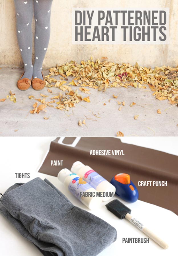 Fun Homemade Gifts for Friends | Cute DIY Stocking Stuffers for Christmas | Easy DIY Crafts Ideas | DIY Patterned Heart Tights #diy #diychristmas