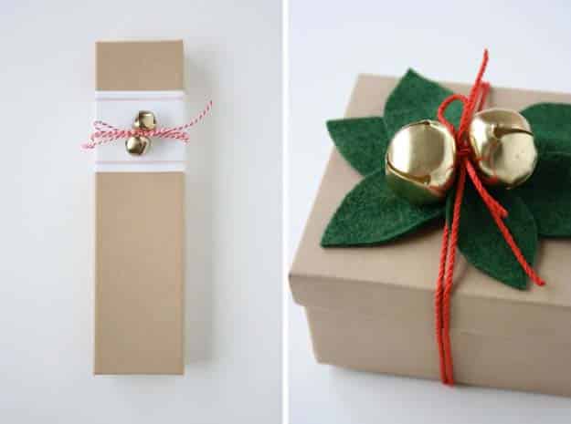 DIY Gift Wrapping Ideas - How To Wrap A Present - Tutorials, Cool Ideas and Instructions | Cute Gift Wrap Ideas for Christmas, Birthdays and Holidays | Tips for Bows and Creative Wrapping Papers | Felt Mistletoe and Jingle Bells #gifts #diys