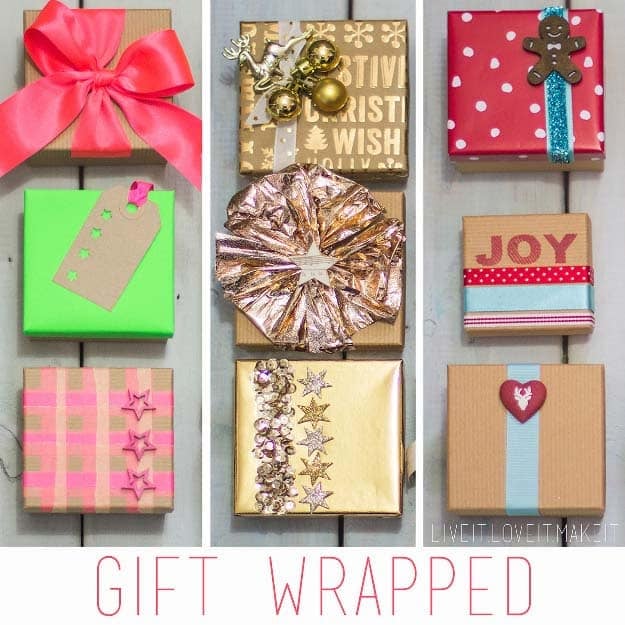 DIY Gift Wrapping Ideas - How To Wrap A Present - Tutorials, Cool Ideas and Instructions | Cute Gift Wrap Ideas for Christmas, Birthdays and Holidays | Tips for Bows and Creative Wrapping Papers | Holiday Gift Wrapped 3 Ways #gifts #diys
