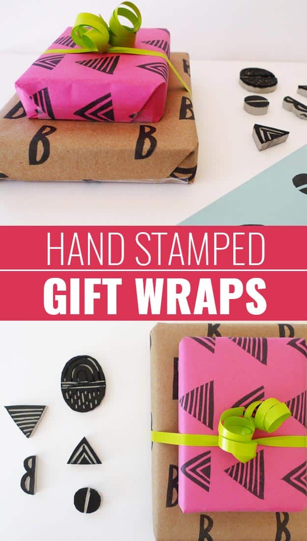 DIY Gift Wrapping Ideas - How To Wrap A Present - Tutorials, Cool Ideas and Instructions | Cute Gift Wrap Ideas for Christmas, Birthdays and Holidays | Tips for Bows and Creative Wrapping Papers | Linoleum-Hand-Stamped-Gift-Wraps #gifts #diys