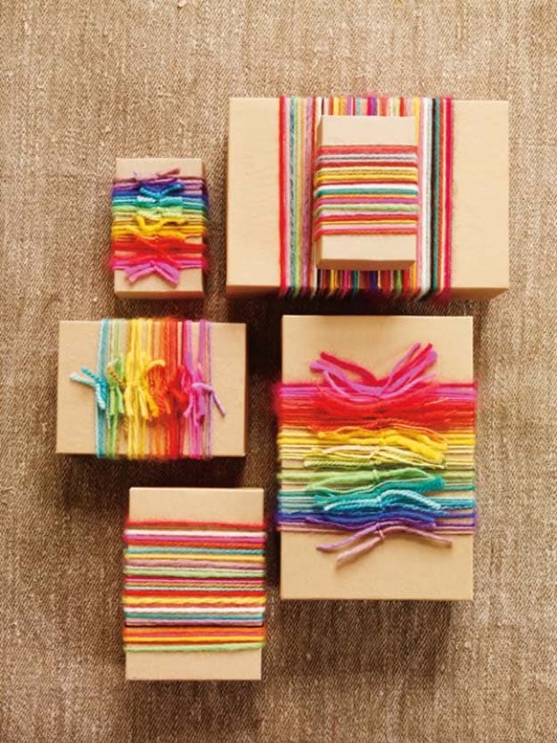 DIY Gift Wrapping Ideas - How To Wrap A Present - Tutorials, Cool Ideas and Instructions | Cute Gift Wrap Ideas for Christmas, Birthdays and Holidays | Tips for Bows and Creative Wrapping Papers | Rainbow Yarn Wrappings #gifts #diys