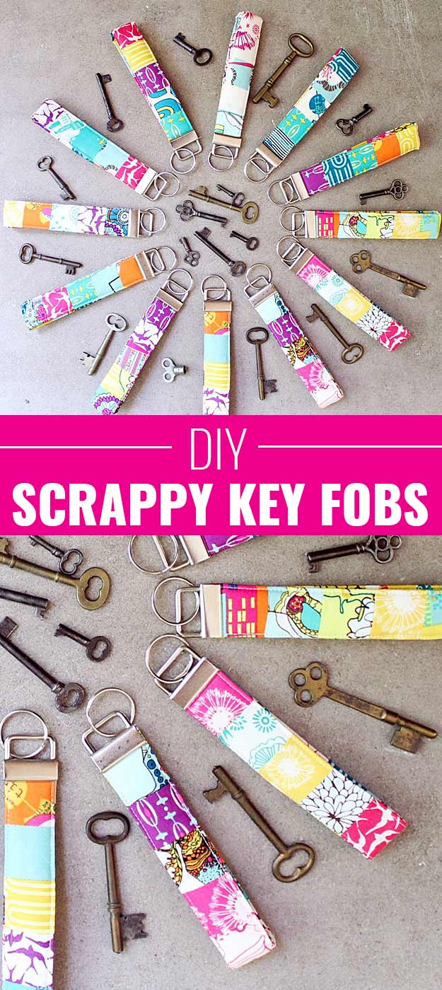 Fun Homemade Gifts for Friends | Cute DIY Stocking Stuffers for Christmas | Easy DIY Crafts Ideas | Scrappy Key Fobs #diy #diychristmas