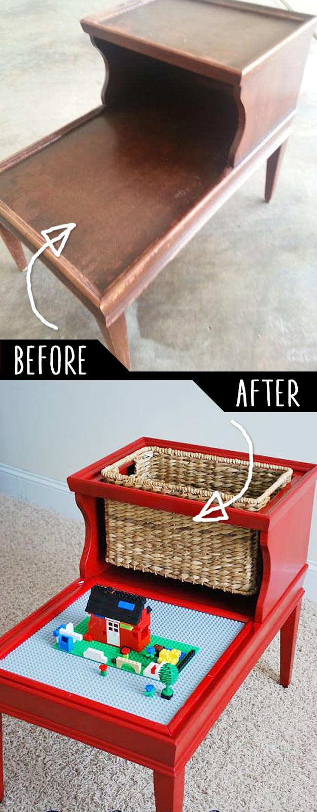 DIY Furniture Hacks | An Old Table into Kids Lego Table | Cool Ideas for Creative Do It Yourself Furniture Made From Things You Might Not Expect - http://diyjoy.com/diy-furniture-hacks