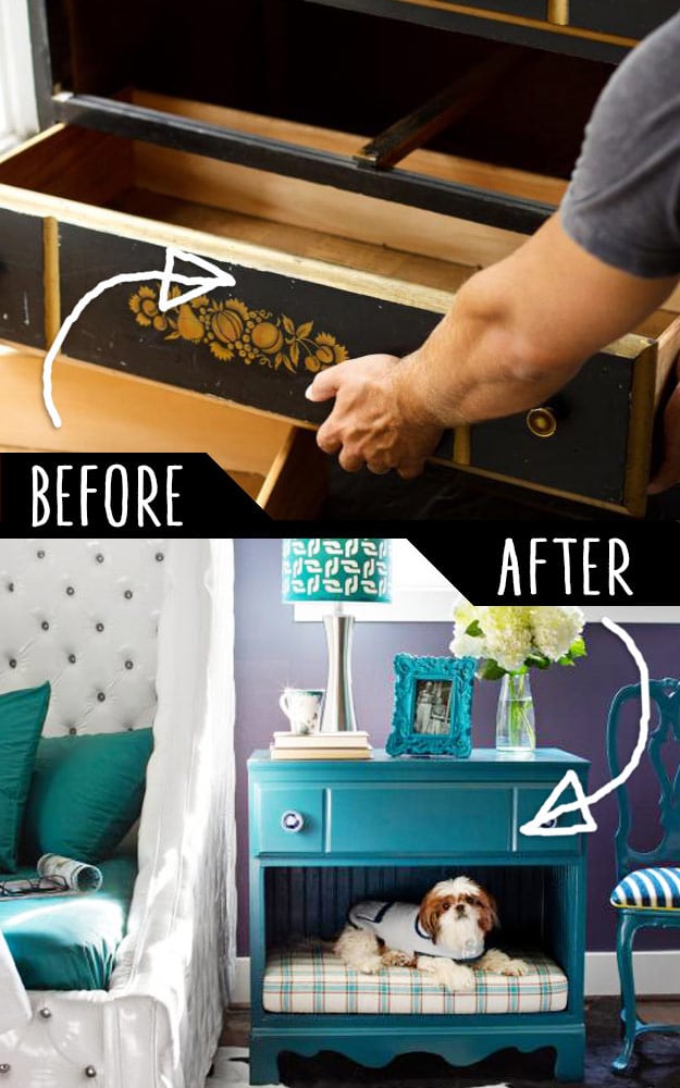 39. Create a pet bed and nightstand from a dresser 