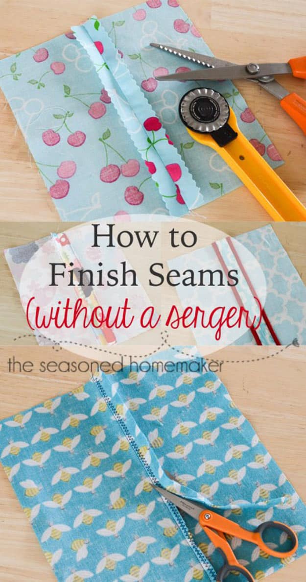 Sewing Hacks | Best Tips and Tricks for Sewing Patterns, Projects, Machines, Hand Sewn Items. Clever Ideas for Beginners and Even Experts | Finish Seams Without a Serger 