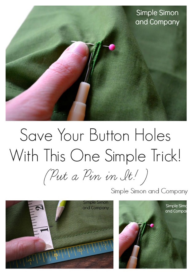 Sewing Hacks | Best Tips and Tricks for Sewing Patterns, Projects, Machines, Hand Sewn Items. Clever Ideas for Beginners and Even Experts | Sewing Tip: Pin The Button Hole 