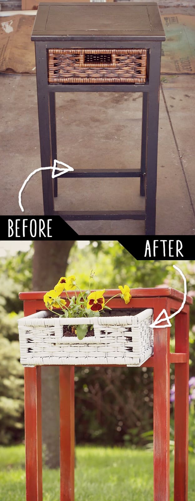 DIY Furniture Hacks | Upcycled Side Table into Planter | Cool Ideas for Creative Do It Yourself Furniture Made From Things You Might Not Expect - http://diyjoy.com/diy-furniture-hacks