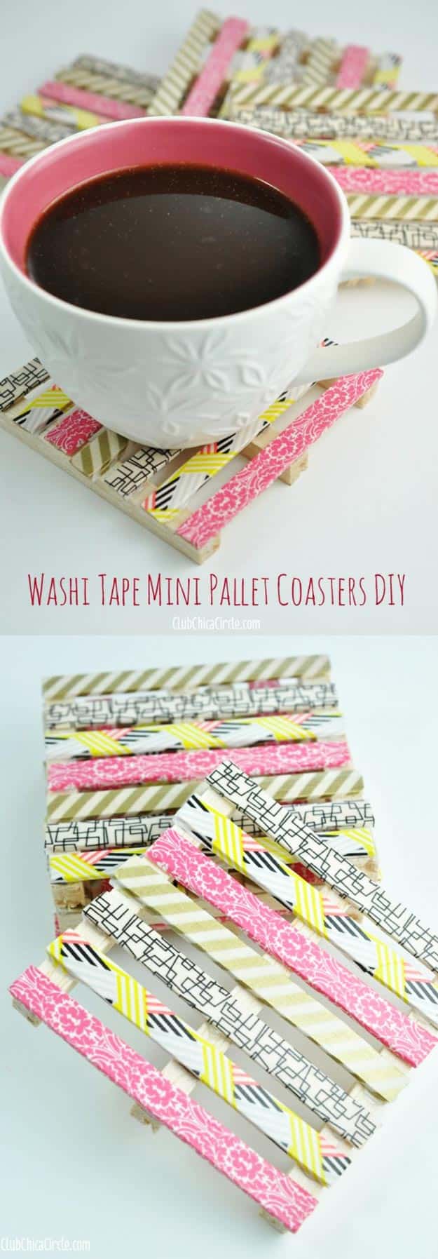 Cool DIY Ideas for Fun and Easy Crafts - DIY Donut Purse is a Cool Homemade Fashion Accessory - DIY Moon Pendant for Easy DIY Lighting in Teens Rooms - Dip Dyed String Wall Hanging - DIY Mini Easel Makes Fun DIY Room Decor Idea - Awesome Pinterest DIYs that Are Not Impossible To Make - Creative Do It Yourself Craft Projects for Adults, Teens and Tweens.Washi Tape Mini Wood Pallet Coasters - Easy DIY Ideas for Cheap Things To Sell on Etsy, Online and for Craft Fairs #diyteens #teencrafts #funcrafts #fundiy #diyideas 