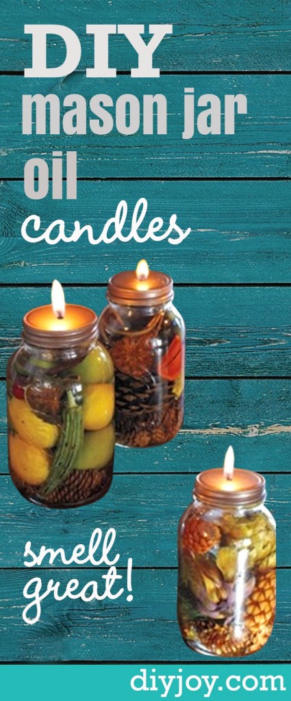 DIY Mason Jar Oil Candles - Mason Jar Crafts and DIY Ideas by DIY Joy http://diyjoy.com/how-to-make-mason-jar-oil-candles