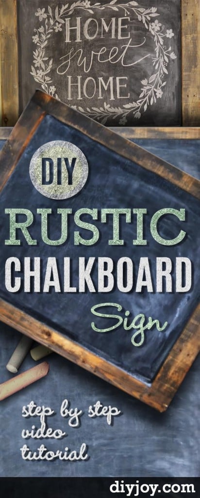 DIY Chalkboard Paint Ideas for Furniture Projects, Home Decor, Kitchen, Bedroom, Signs and Crafts for Teens. | DIY Rustic Chalkboard Sign | http://diyjoy.com/diy-chalkboard-paint-ideas