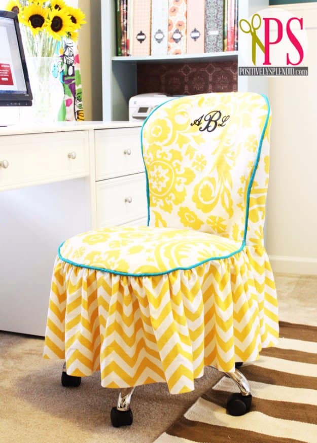 DIY Sewing Gift Ideas for Adults and Kids, Teens, Women, Men and Baby - Office Chair Slipcover - Cute and Easy DIY Sewing Projects Make Awesome Presents for Mom, Dad, Husband, Boyfriend, Children #sewing #diygifts #sewingprojects