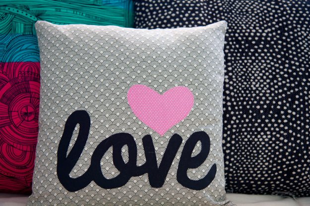 DIY Sewing Gift Ideas for Adults and Kids, Teens, Women, Men and Baby - Word Applique Pillow - Cute and Easy DIY Sewing Projects Make Awesome Presents for Mom, Dad, Husband, Boyfriend, Children #sewing #diygifts #sewingprojects