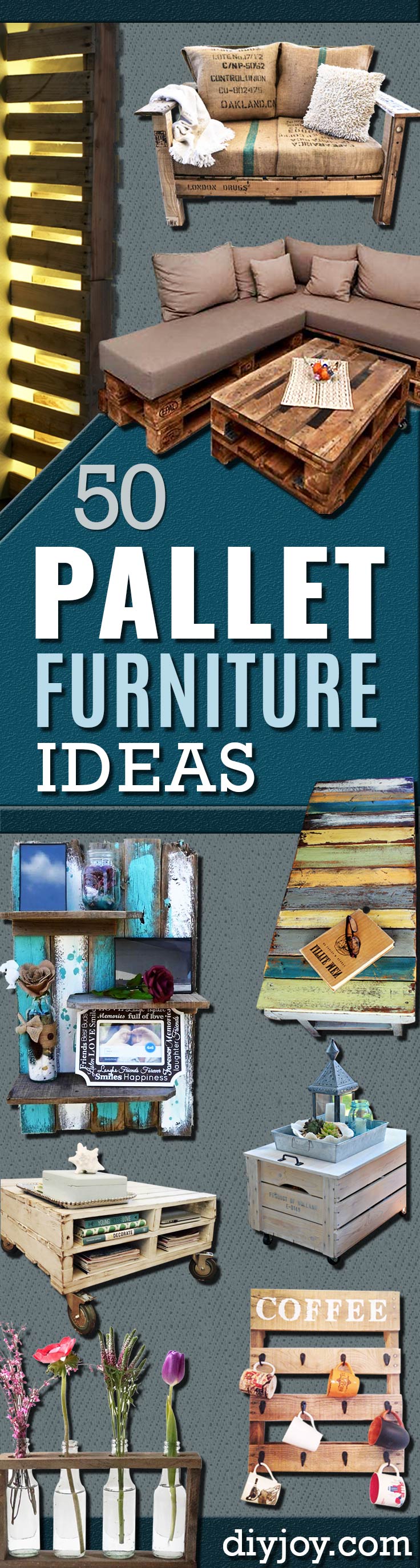 DIY Pallet Furniture Ideas - Best Do It Yourself Projects Made With Wooden Pallets - Indoor and Outdoor, Bedroom, Living Room, Patio. Coffee Table, Couch, Dining Tables, Shelves, Racks and Benches 