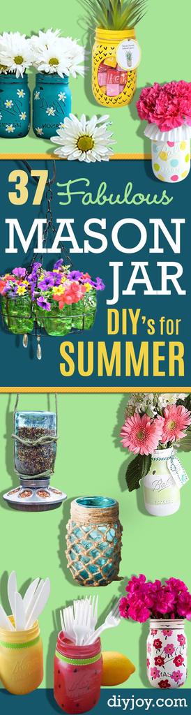 Mason Jar Ideas for Summer - Mason Jar Crafts, Decor and Gifts, Centerpieces and DIY Projects With Jars That Are Perfect For Summertime - Fun and Easy Lights, Cool Vases, Creative 4th of July Ideas