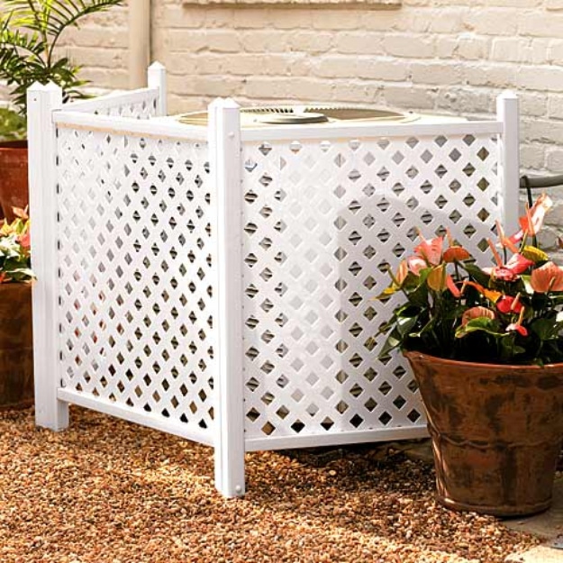 Creative Ways to Increase Curb Appeal on A Budget - Camouflage AC Unit With Lattice - Cheap and Easy Ideas for Upgrading Your Front Porch, Landscaping, Driveways, Garage Doors, Brick and Home Exteriors. Add Window Boxes, House Numbers, Mailboxes and Yard Makeovers http://diyjoy.com/diy-curb-appeal-ideas
