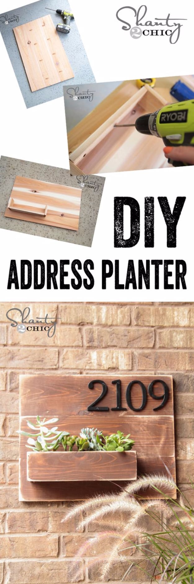 Creative Ways to Increase Curb Appeal on A Budget - DIY Address Number Wall Planter - Cheap and Easy Ideas for Upgrading Your Front Porch, Landscaping, Driveways, Garage Doors, Brick and Home Exteriors. Add Window Boxes, House Numbers, Mailboxes and Yard Makeovers http://diyjoy.com/diy-curb-appeal-ideas