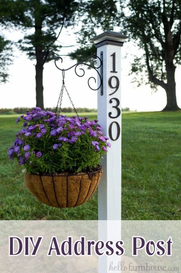 Creative Ways to Increase Curb Appeal on A Budget - DIY Address Post- Cheap and Easy Ideas for Upgrading Your Front Porch, Landscaping, Driveways, Garage Doors, Brick and Home Exteriors. Add Window Boxes, House Numbers, Mailboxes and Yard Makeovers http://diyjoy.com/diy-curb-appeal-ideas