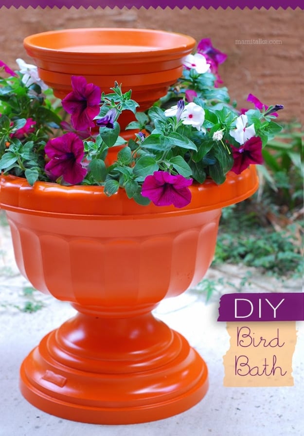 Creative Ways to Increase Curb Appeal on A Budget - DIY Bird Bath - Cheap and Easy Ideas for Upgrading Your Front Porch, Landscaping, Driveways, Garage Doors, Brick and Home Exteriors. Add Window Boxes, House Numbers, Mailboxes and Yard Makeovers http://diyjoy.com/diy-curb-appeal-ideas
