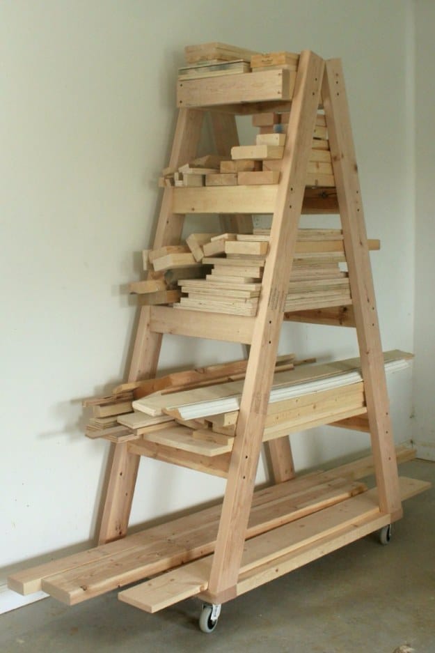 DIY Projects Your Garage Needs -DIY Portable Lumber Rack - Do It Yourself Garage Makeover Ideas Include Storage, Organization, Shelves, and Project Plans for Cool New Garage Decor http://diyjoy.com/diy-projects-garage