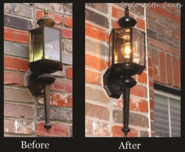Creative Ways to Increase Curb Appeal on A Budget - Front Porch Light Makeover - Cheap and Easy Ideas for Upgrading Your Front Porch, Landscaping, Driveways, Garage Doors, Brick and Home Exteriors. Add Window Boxes, House Numbers, Mailboxes and Yard Makeovers http://diyjoy.com/diy-curb-appeal-ideas
