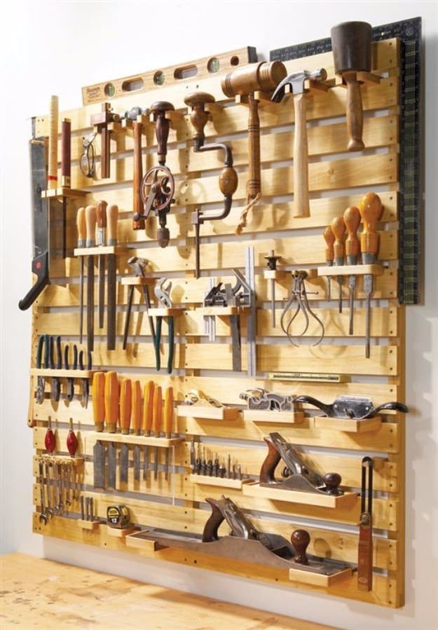 DIY Projects Your Garage Needs -Hold Everything Tool Rack DIY - Do It Yourself Garage Makeover Ideas Include Storage, Organization, Shelves, and Project Plans for Cool New Garage Decor http://diyjoy.com/diy-projects-garage
