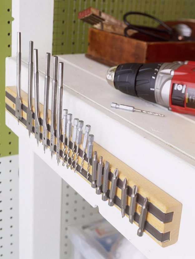 DIY Projects Your Garage Needs -Magnetic Tool Holder - Do It Yourself Garage Makeover Ideas Include Storage, Organization, Shelves, and Project Plans for Cool New Garage Decor http://diyjoy.com/diy-projects-garage
