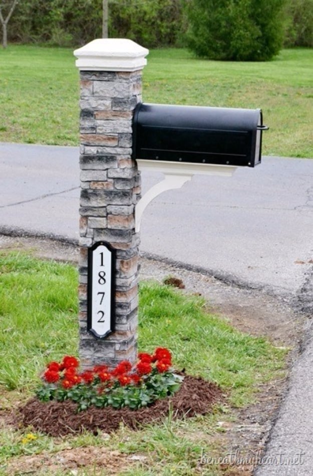 Creative Ways to Increase Curb Appeal on A Budget - Mailbox Makeover Tutorial - Cheap and Easy Ideas for Upgrading Your Front Porch, Landscaping, Driveways, Garage Doors, Brick and Home Exteriors. Add Window Boxes, House Numbers, Mailboxes and Yard Makeovers http://diyjoy.com/diy-curb-appeal-ideas