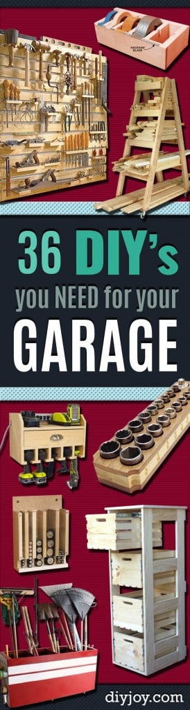 DIY Projects Your Garage Needs -Do It Yourself Garage Makeover Ideas Include Storage, Organization, Shelves, and Project Plans for Cool New Garage Decor http://diyjoy.com/diy-projects-garage