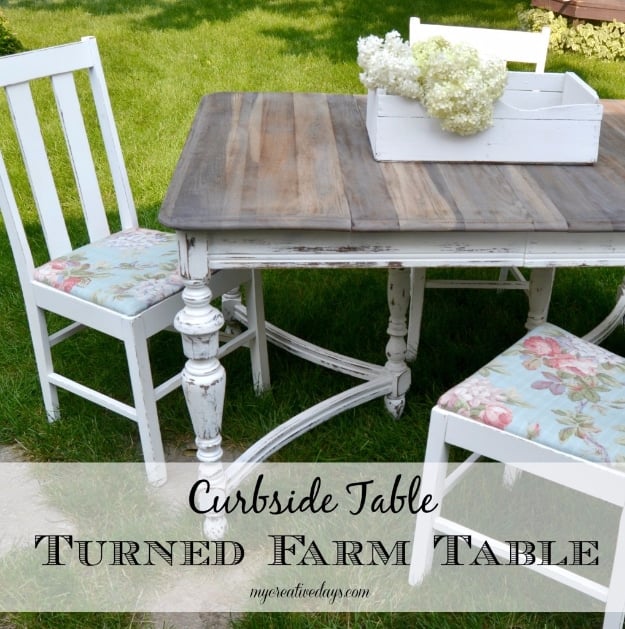 DIY Dining Room Table Projects - Curbside Table Turned Farm Table - Creative Do It Yourself Tables and Ideas You Can Make For Your Kitchen or Dining Area. Easy Step by Step Tutorials that Are Perfect For Those On A Budget http://diyjoy.com/diy-dining-room-table-projects