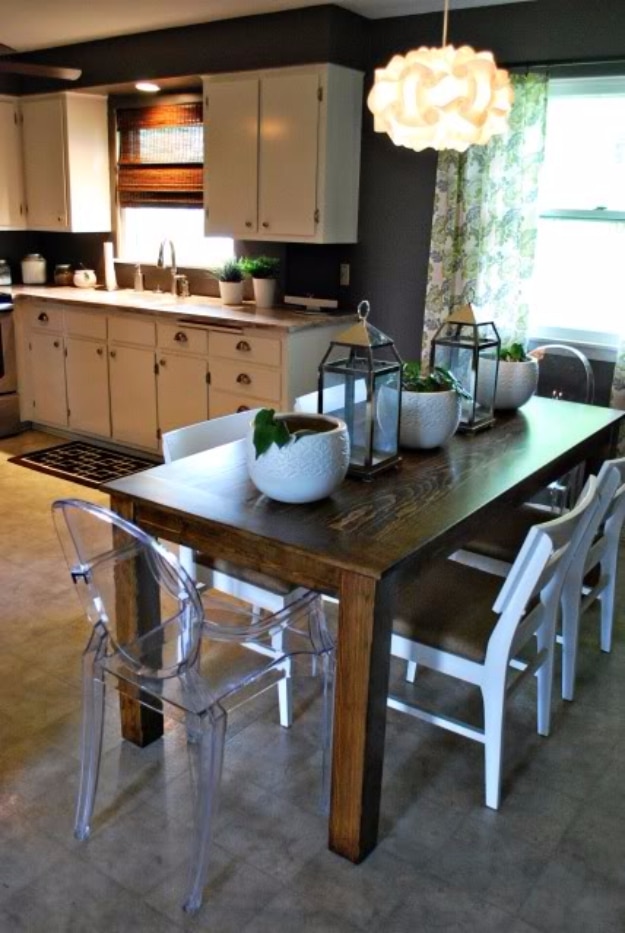 DIY Dining Room Table Projects - DIY Modified Modern Farmhouse Table - Creative Do It Yourself Tables and Ideas You Can Make For Your Kitchen or Dining Area. Easy Step by Step Tutorials that Are Perfect For Those On A Budget http://diyjoy.com/diy-dining-room-table-projects