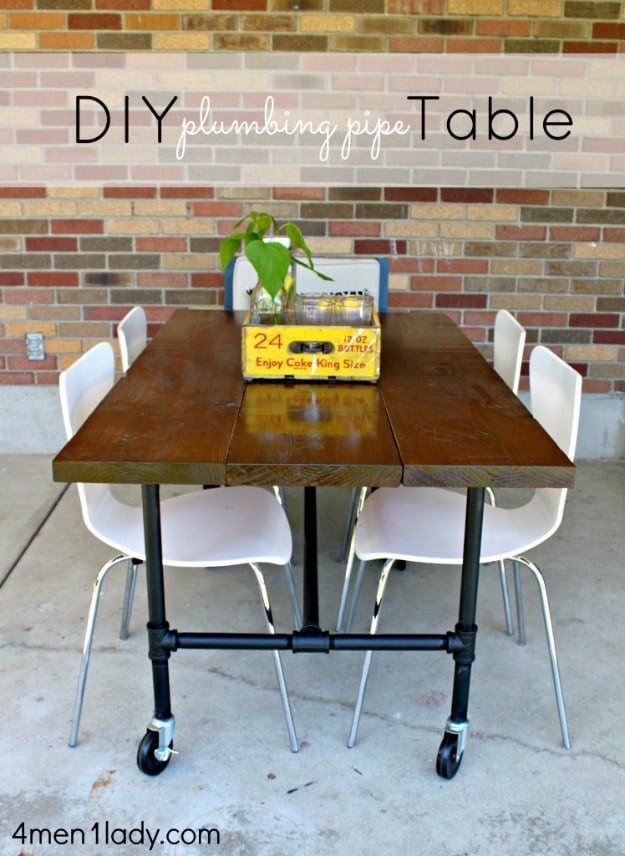 DIY Dining Room Table Projects - DIY Plumbing Pipe Table Tutorial - Creative Do It Yourself Tables and Ideas You Can Make For Your Kitchen or Dining Area. Easy Step by Step Tutorials that Are Perfect For Those On A Budget http://diyjoy.com/diy-dining-room-table-projects
